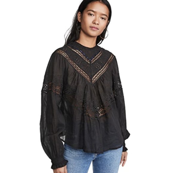 Free People Abigail Victorian Cotton Top S - Picture 3 of 12